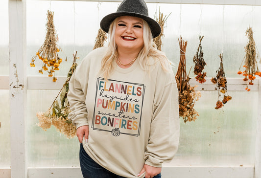 Flannels Hayrides Pumpkins Sweaters Bonfires Sweatshirt
