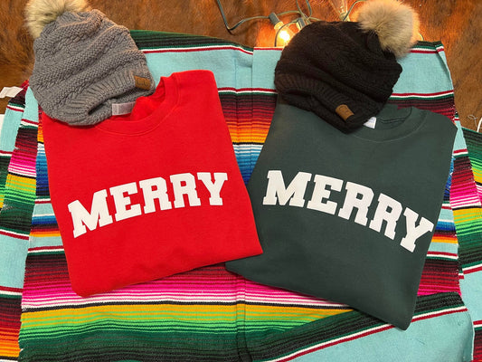 Merry White PUFF  Crewneck