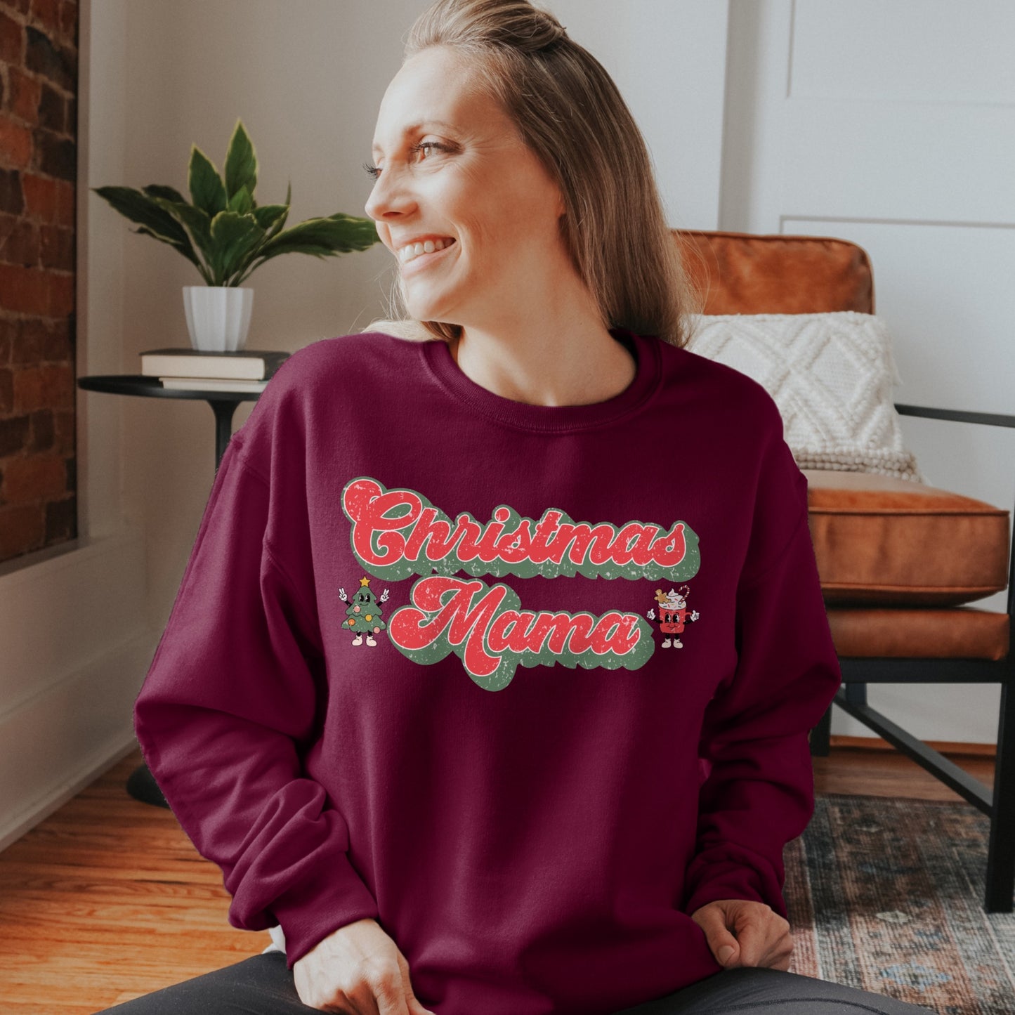 Christmas Mama Retro Characters Crewneck