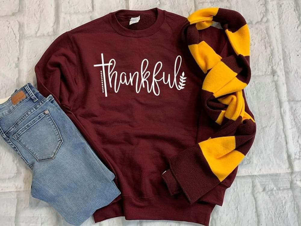 Thankful with Cross DTF Crewneck
