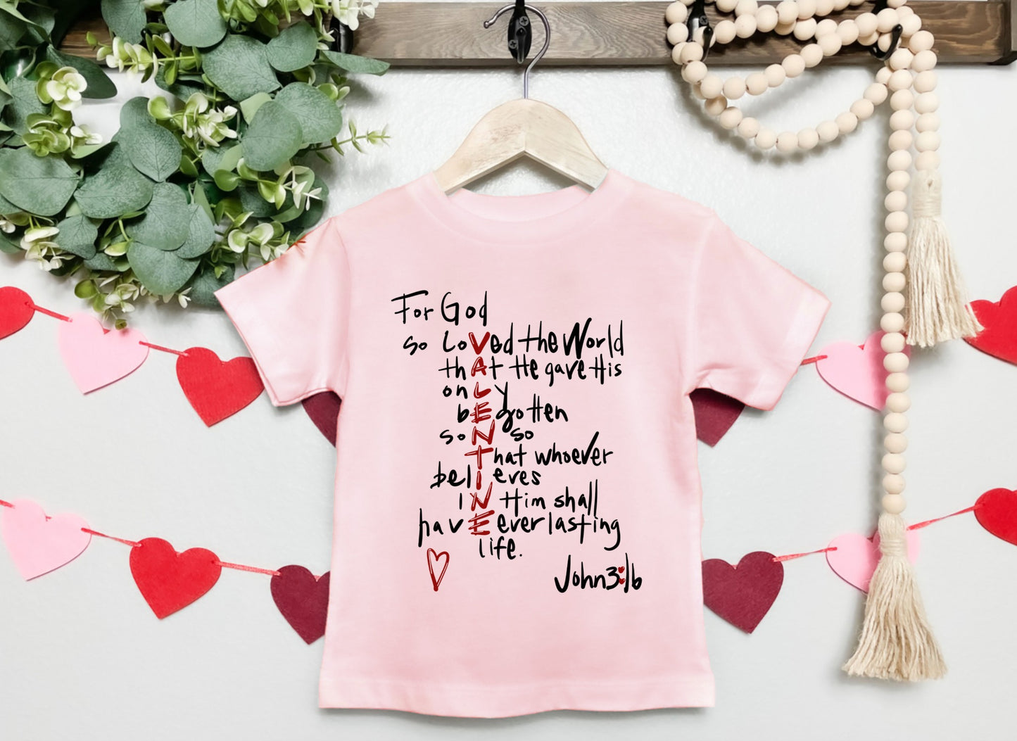 For God John 3:16 Valentine's Day Kid Tee