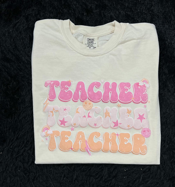 Teacher Stacked Printed Puff