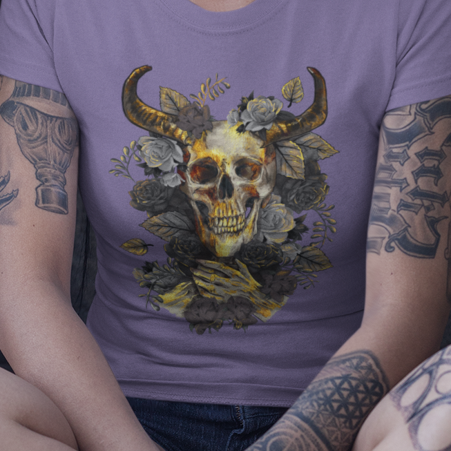 Floral Horned Skull