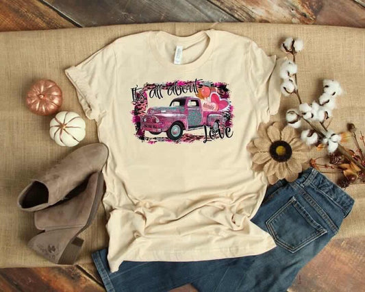 its all about love pink truck