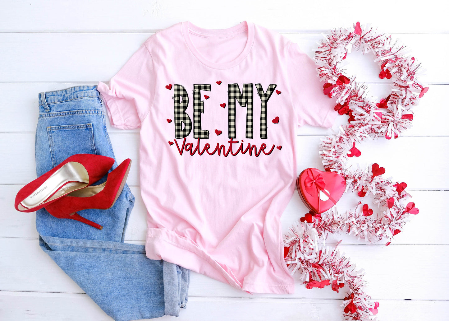 Be My Valentine Black and White Plaid