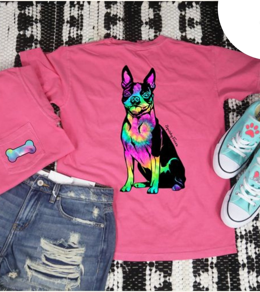 boston terrier tie dye