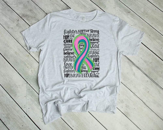 cancer words ribbon