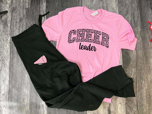 cheer leader leopard combo set tee