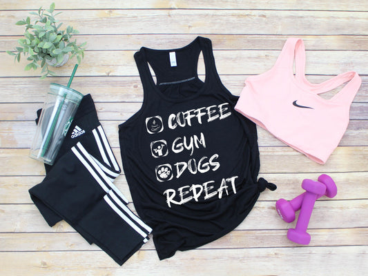 coffee gym dogs repeat white