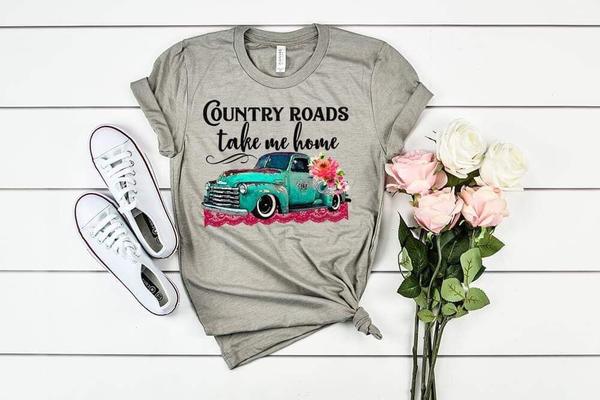 country roads take me home pickup truck t shirt