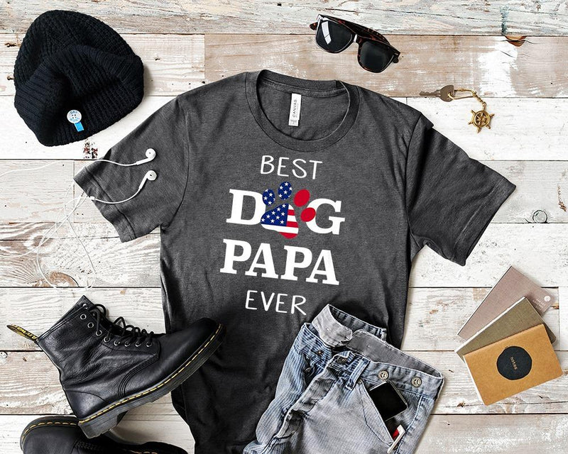 Best Dog Papa Ever US Flag Paw