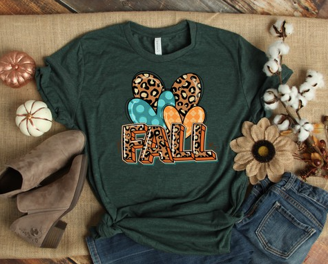 fall with hearts trio leopard