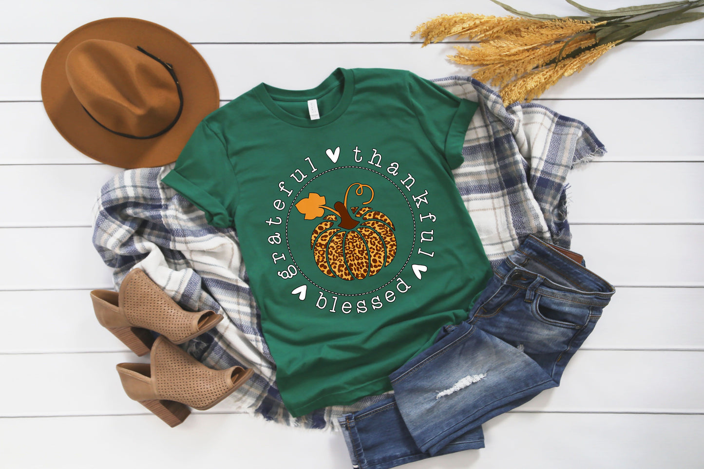 grateful thankful blessed leopard pumpkin circle