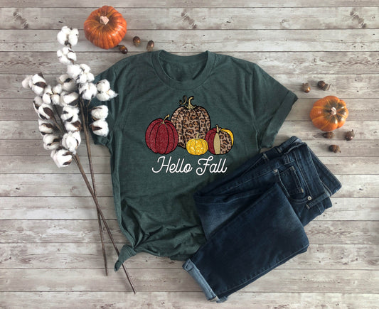 hello fall glitter leopard pumpkins