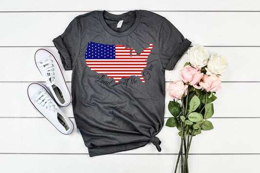 usa shaped flag land of the free