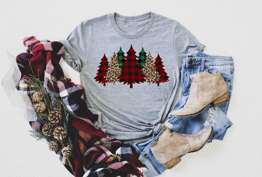 leopard plaid christmas trees