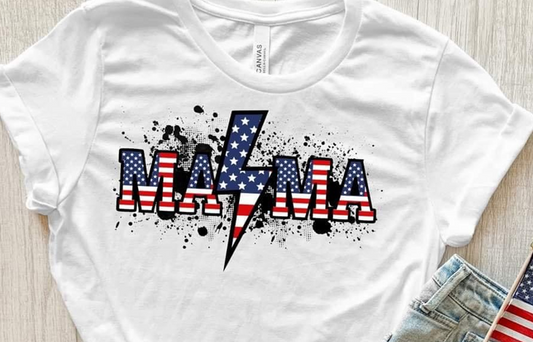 mama american flag splattered