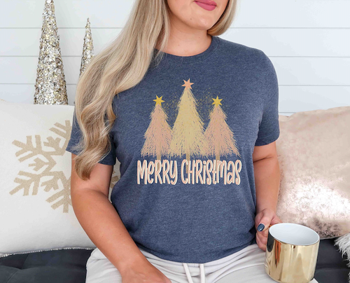 merry christmas blush and gold trees