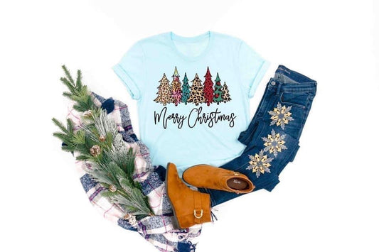 merry christmas colorful leopard trees