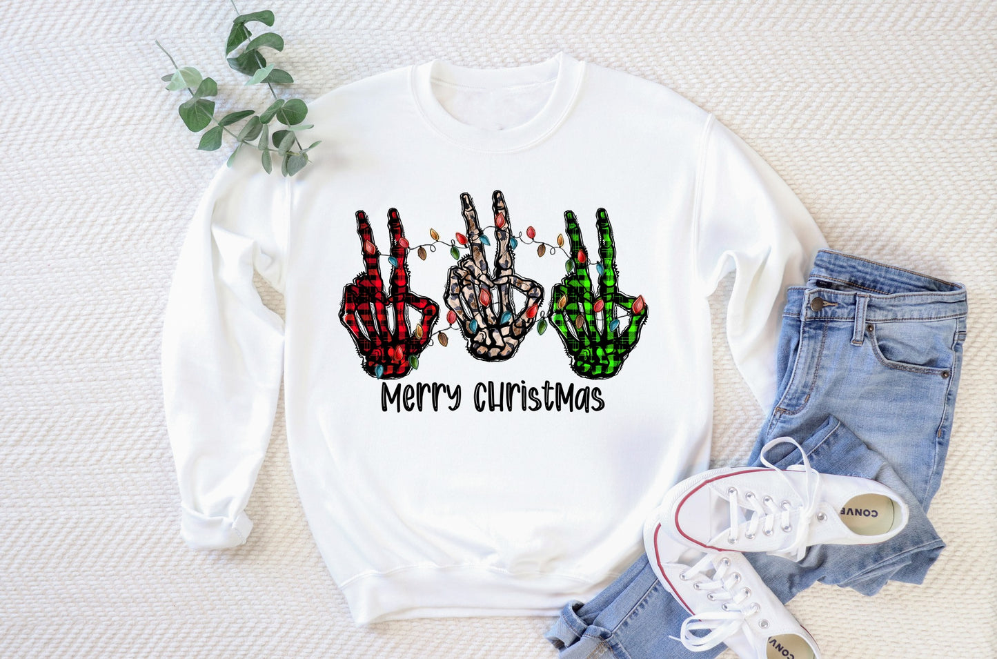 merry christmas skeleton hands