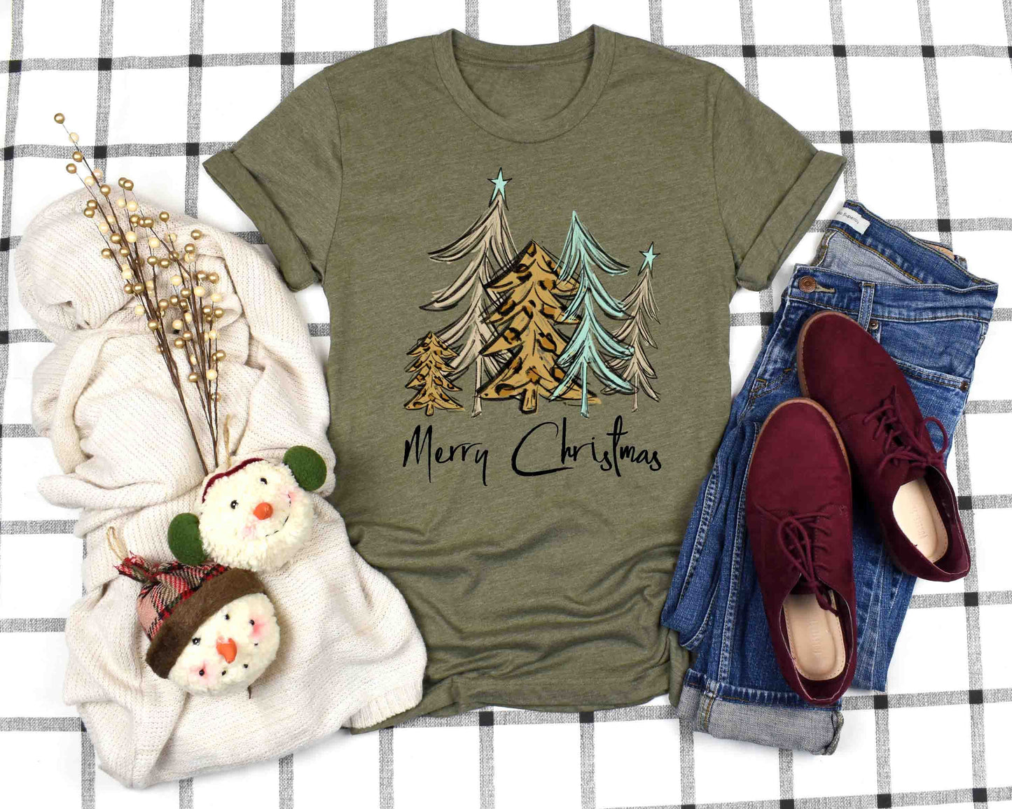 merry christmas chalk trees