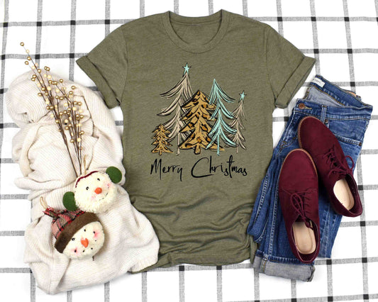 merry christmas chalk trees