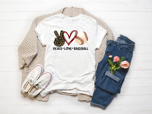 peace love baseball leopard