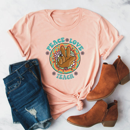 peace love teach flowers