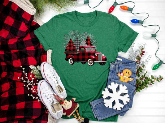 plaid glitter tree truck