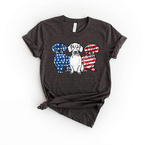 red white and blue patriotic wiener dog