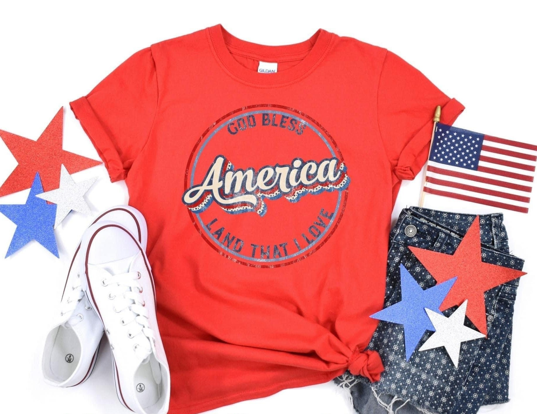 retro god bless america stars