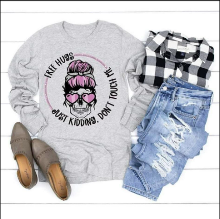 Free Hugs Messy Bun Long Sleeve