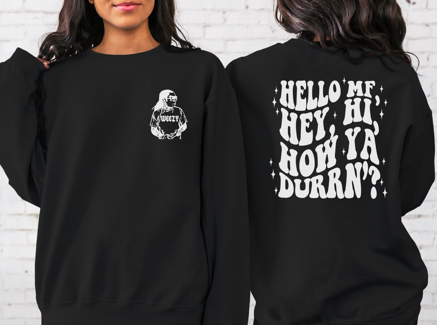 WEEZY Crew Neck Front and Back