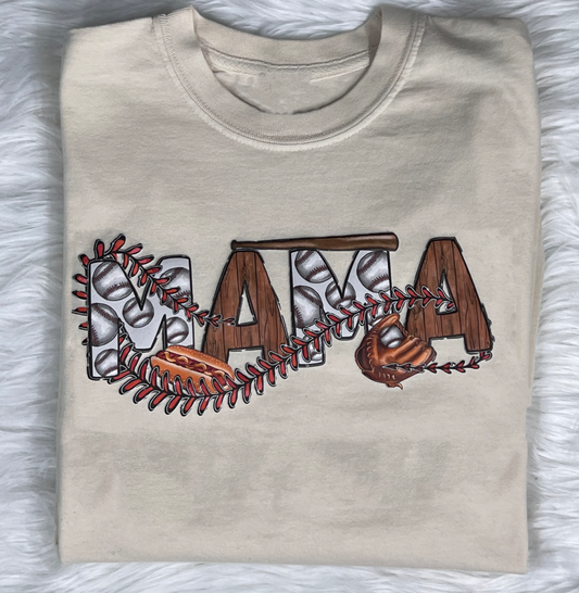 Baseball Mama Printed Puff