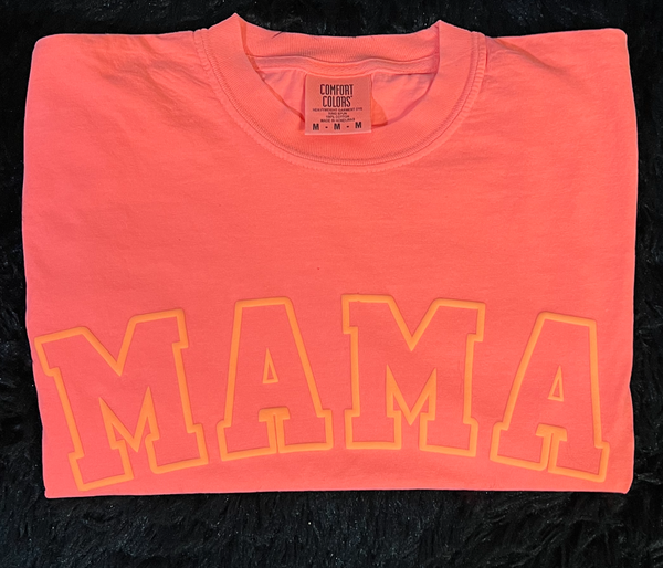 Mama Outline Neon Orange Puff