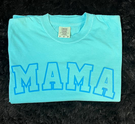 Mama Outline Blue Puff