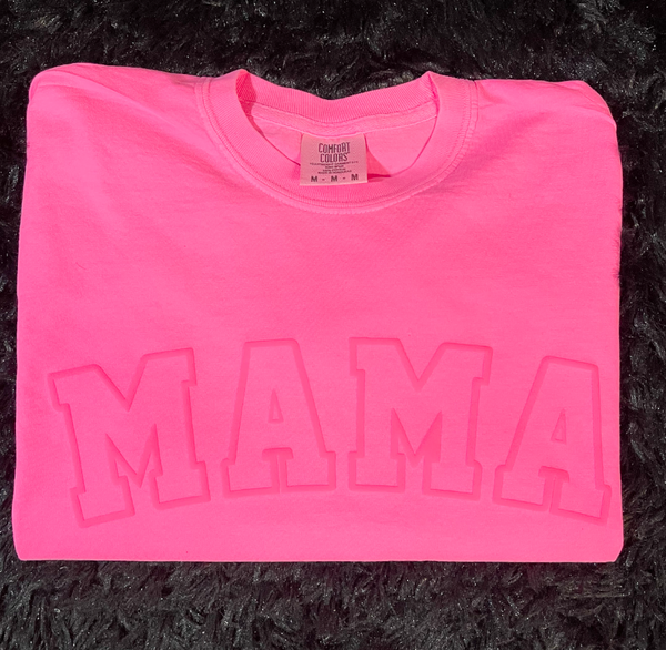 Mama Outline Neon Pink Puff