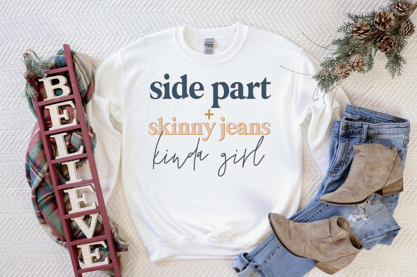 side part jeans kinda girl