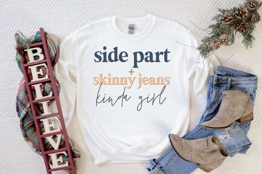 side part jeans kinda girl