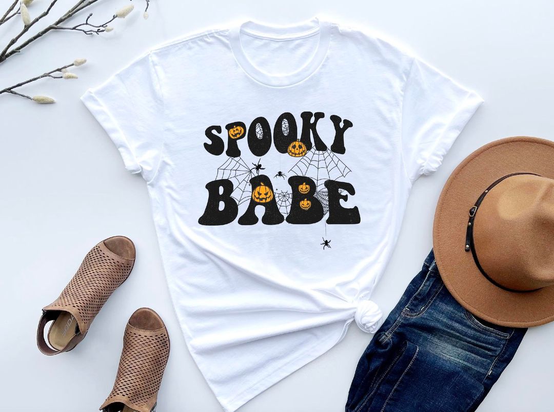 spooky babe pumpkin and spider web
