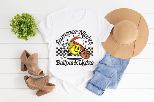 summer nights ballpark lights tennis ball