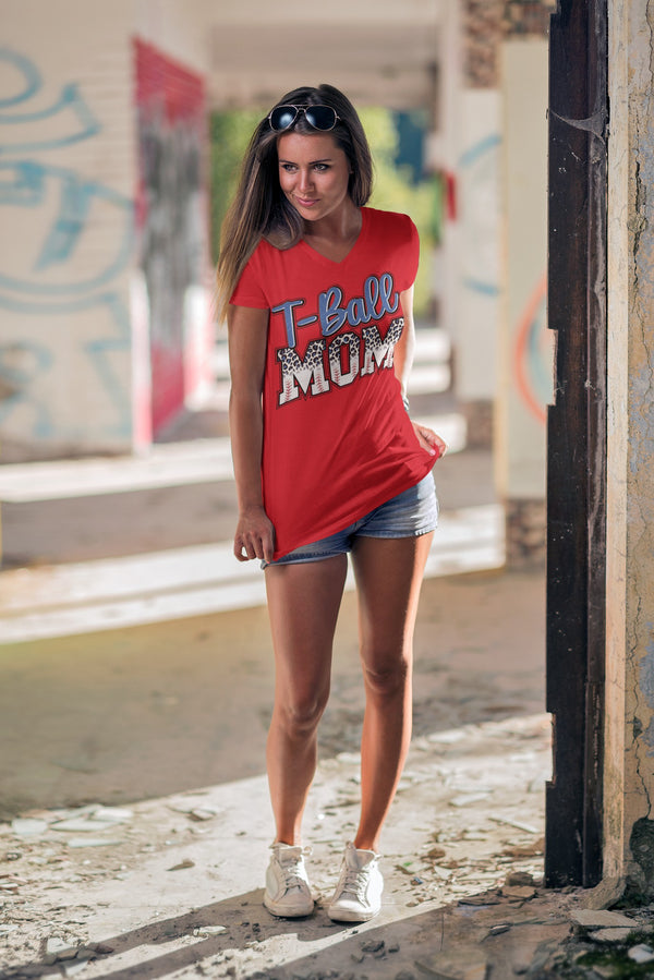 t ball mom tee red dc brand