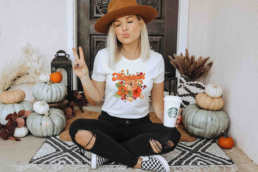 thankful flowers retro