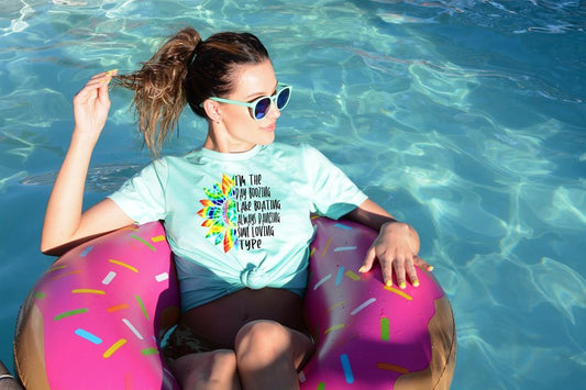 tie dye sunflower lake boating