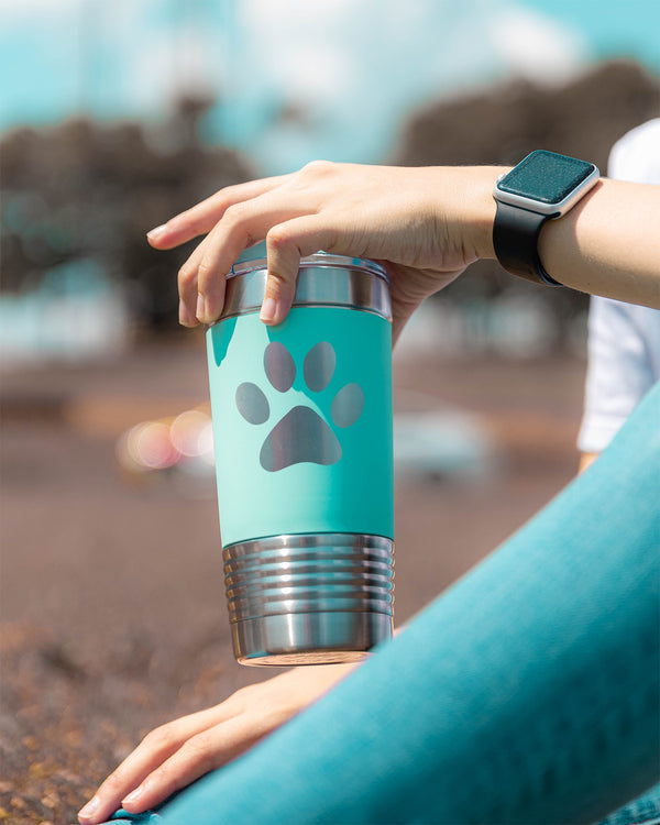 leather wrapped paw print tumbler