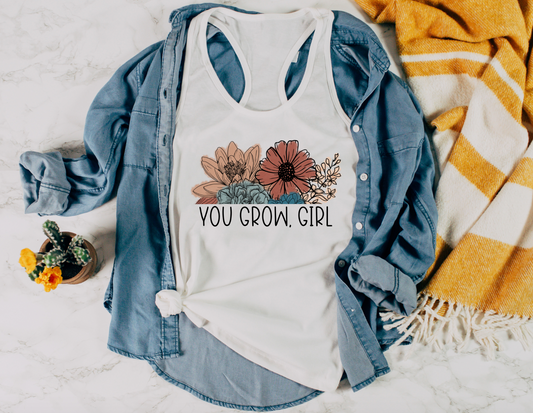 floral you grow girl tank
