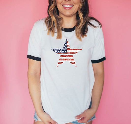 us flag star distressed tee