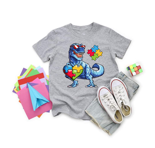 trex puzzle heart autism