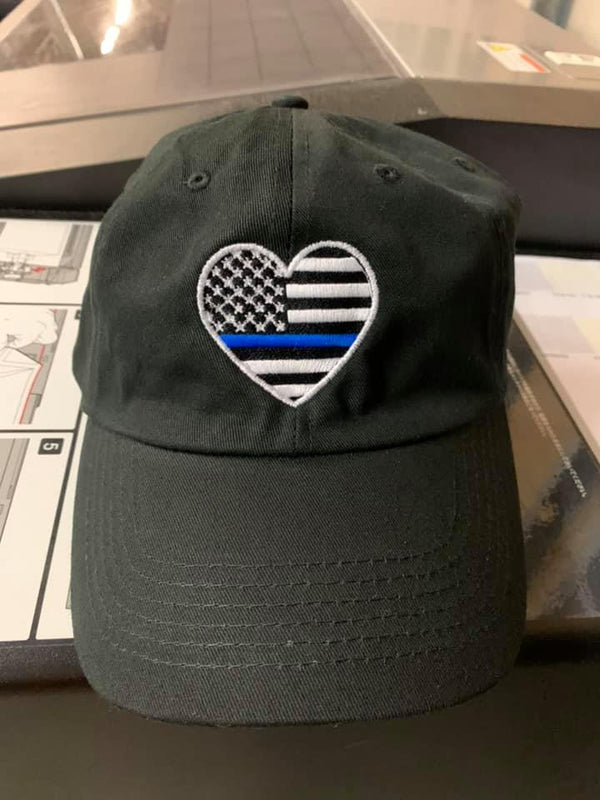thin blue line heart baseball hat