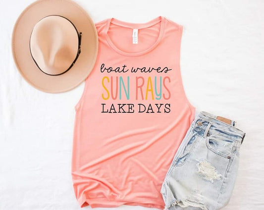 boat waves sun rays lake days